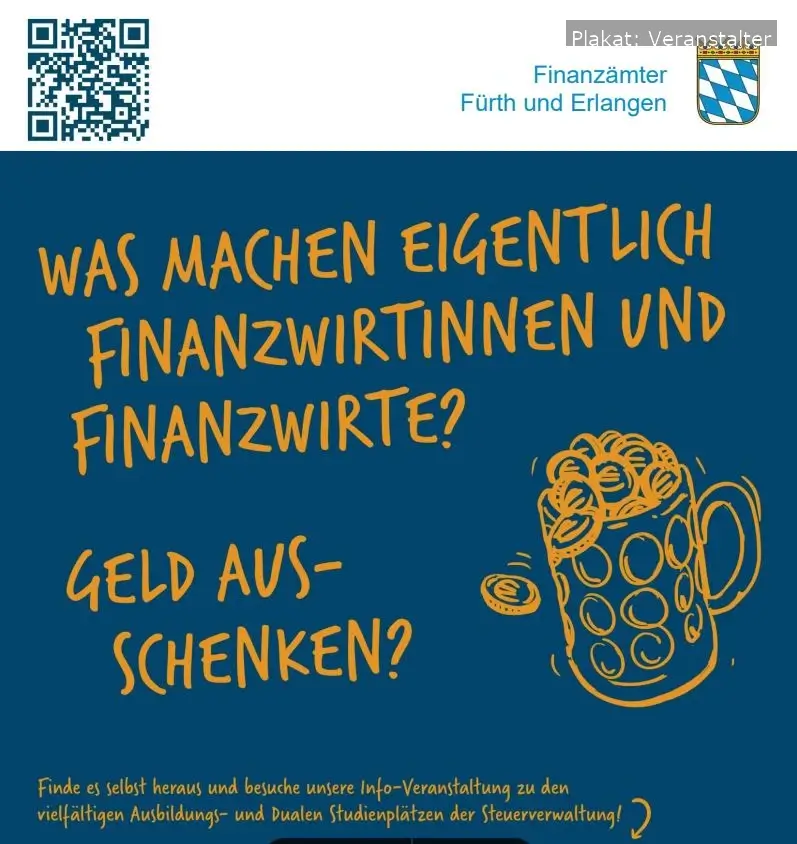 Die bayerische Finanzverwaltung informiert am 15. November 2024 im Finanzamt Fürth über Ausbildungs- und Studienmöglichkeiten im Bereich Steuerwesen.