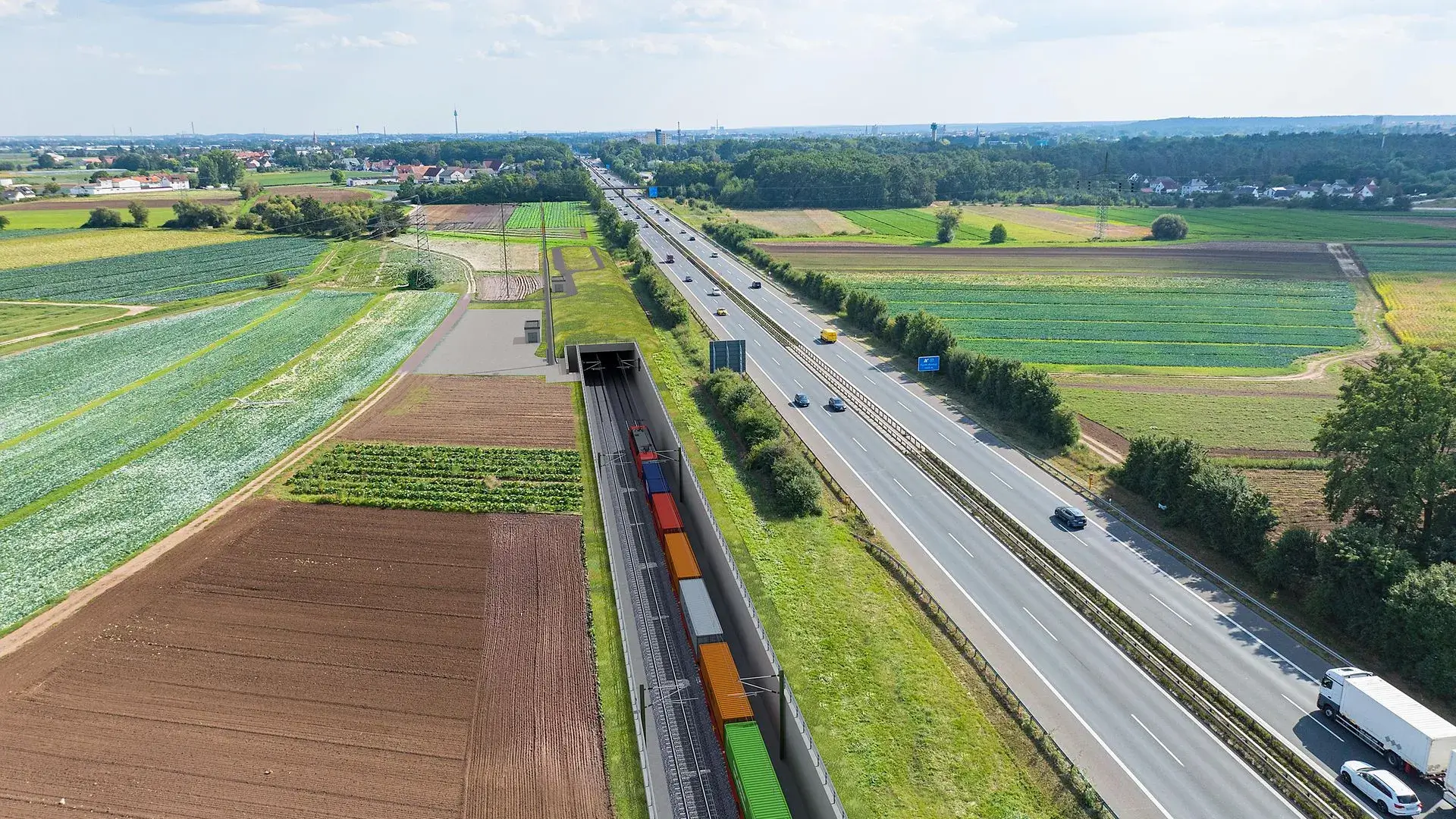 Visualisierung der geplanten Güterzugstrecke. FSkizze: Deutsche Bahn