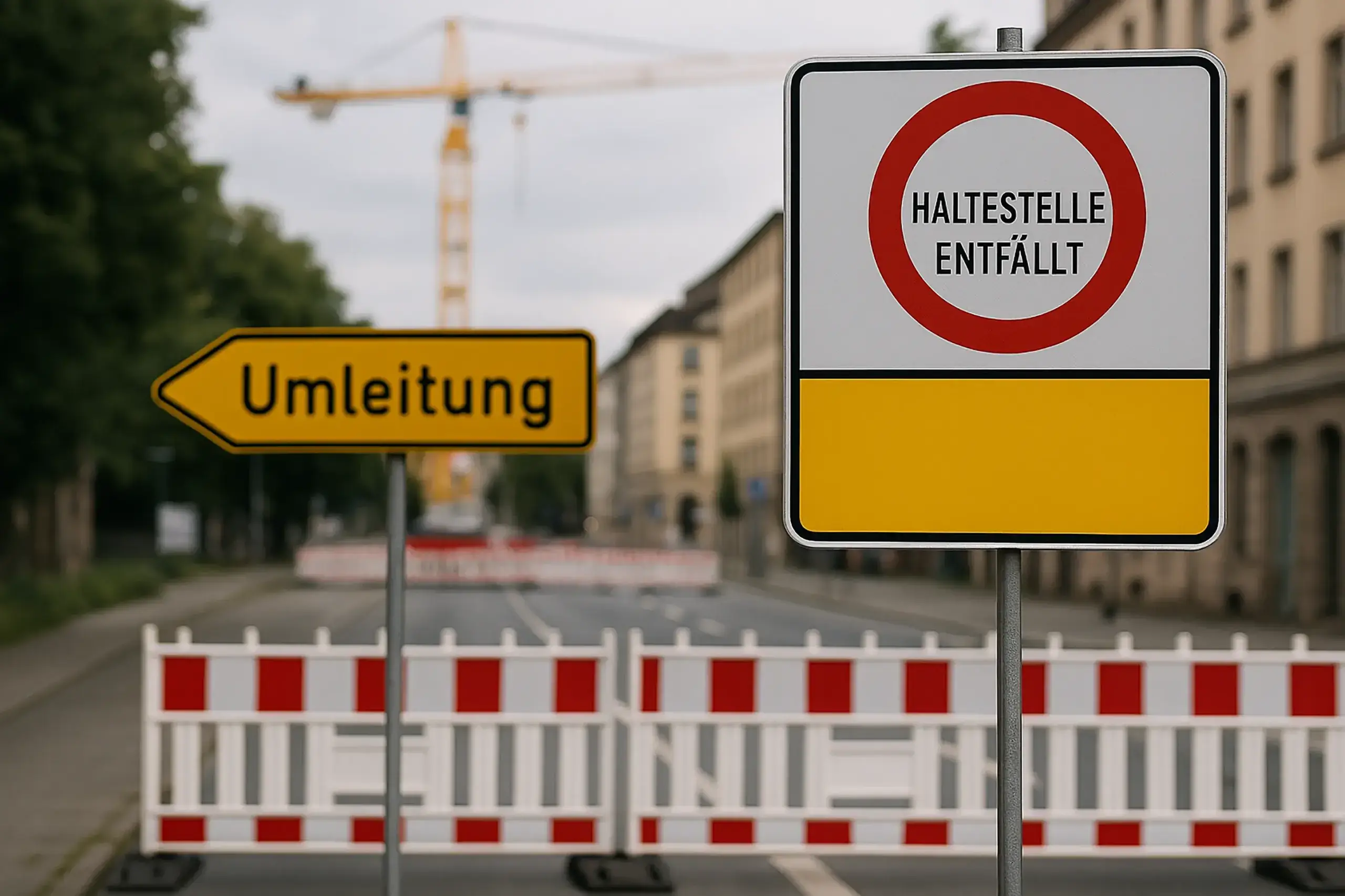 Eine Kranaufstellung sorgt vorübergehend für Änderungen im Busverkehr von Fürth.